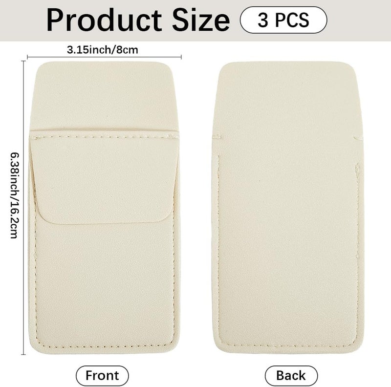 CALFOVERA 3PCS Genuine Leather Pocket Protector Pen Pouch Holder Multipurpose Pencil Pocket Protector Cowhide Heavy Duty Tool Organizer for Nurse Teacher Shirts Hospital Office (White) - Image 2